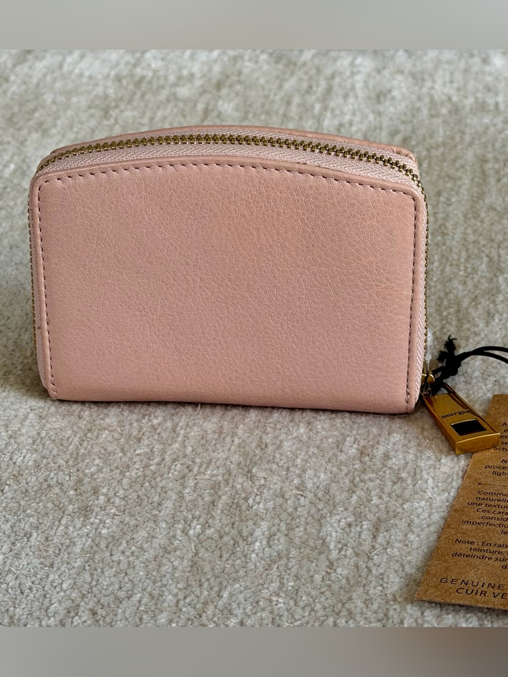 Margot New York Gina Compact Wallet Blush Pink 100% Leather Zip Wallet - Picture 4 of 10